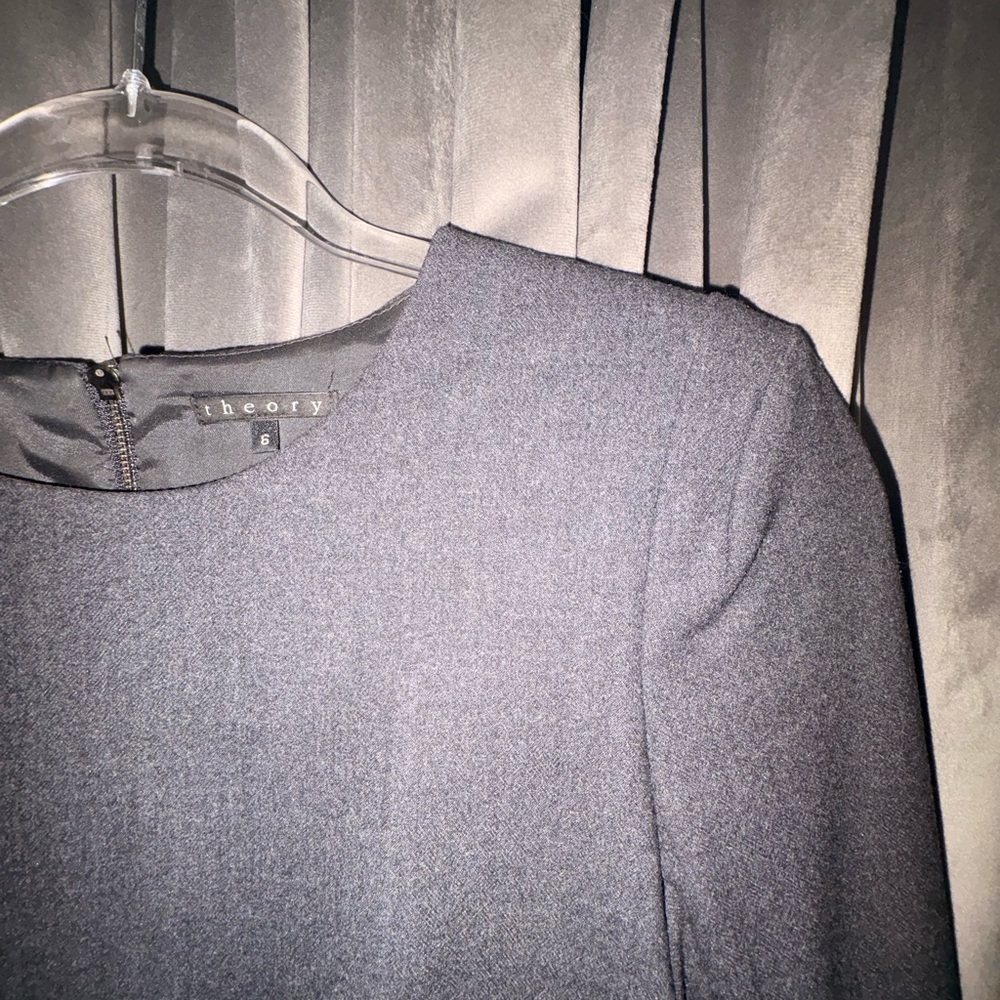 Theory Long Sleeve Charcoal Gray Wool Mini Dress | Size 6* - Picture 11 of 12